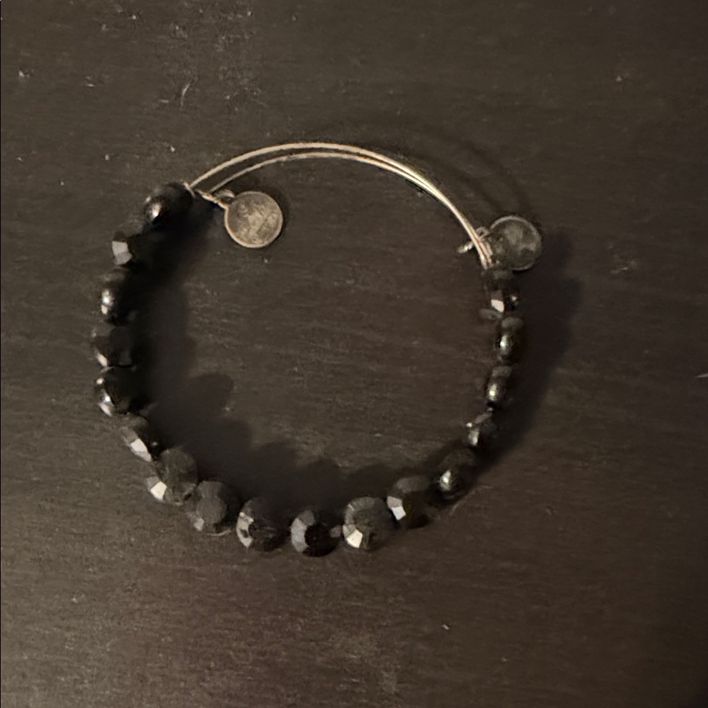 Alex and ani silver and  Black Beaded Bracelet